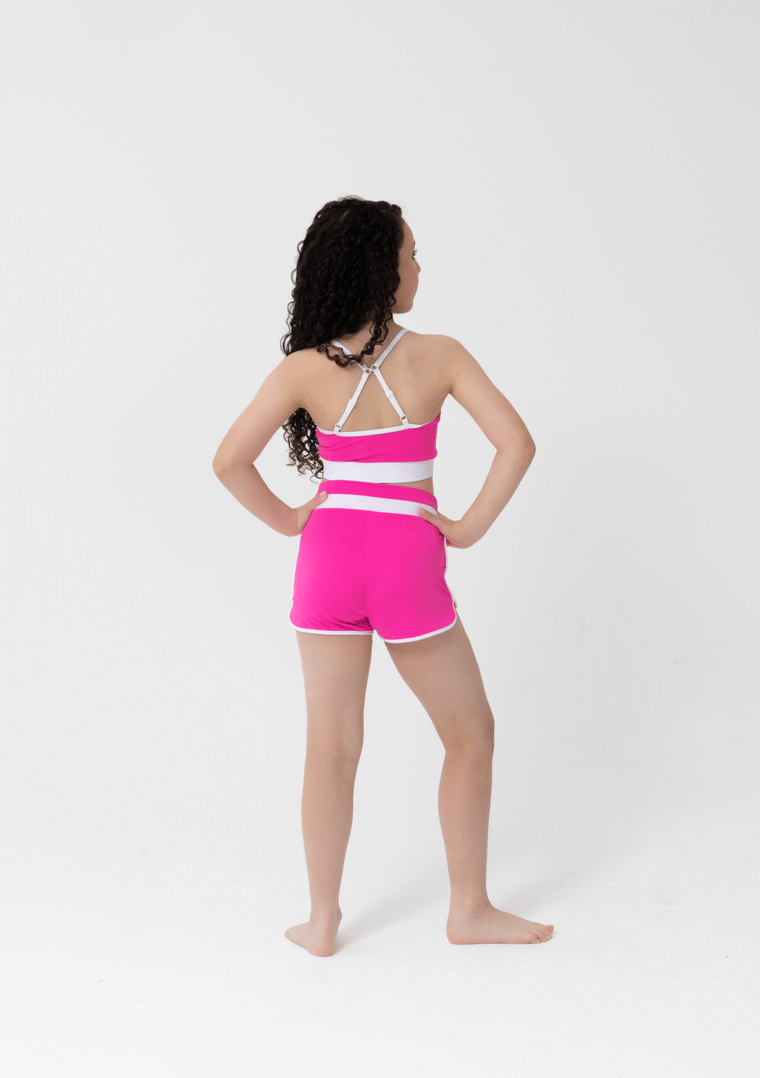 Studio 7 Lara Shorts; Hot Pink/White; Child Small