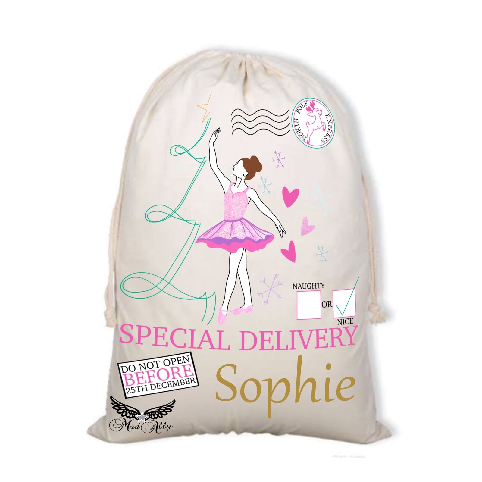 Mad Ally Santa Sack; Princess Personalised