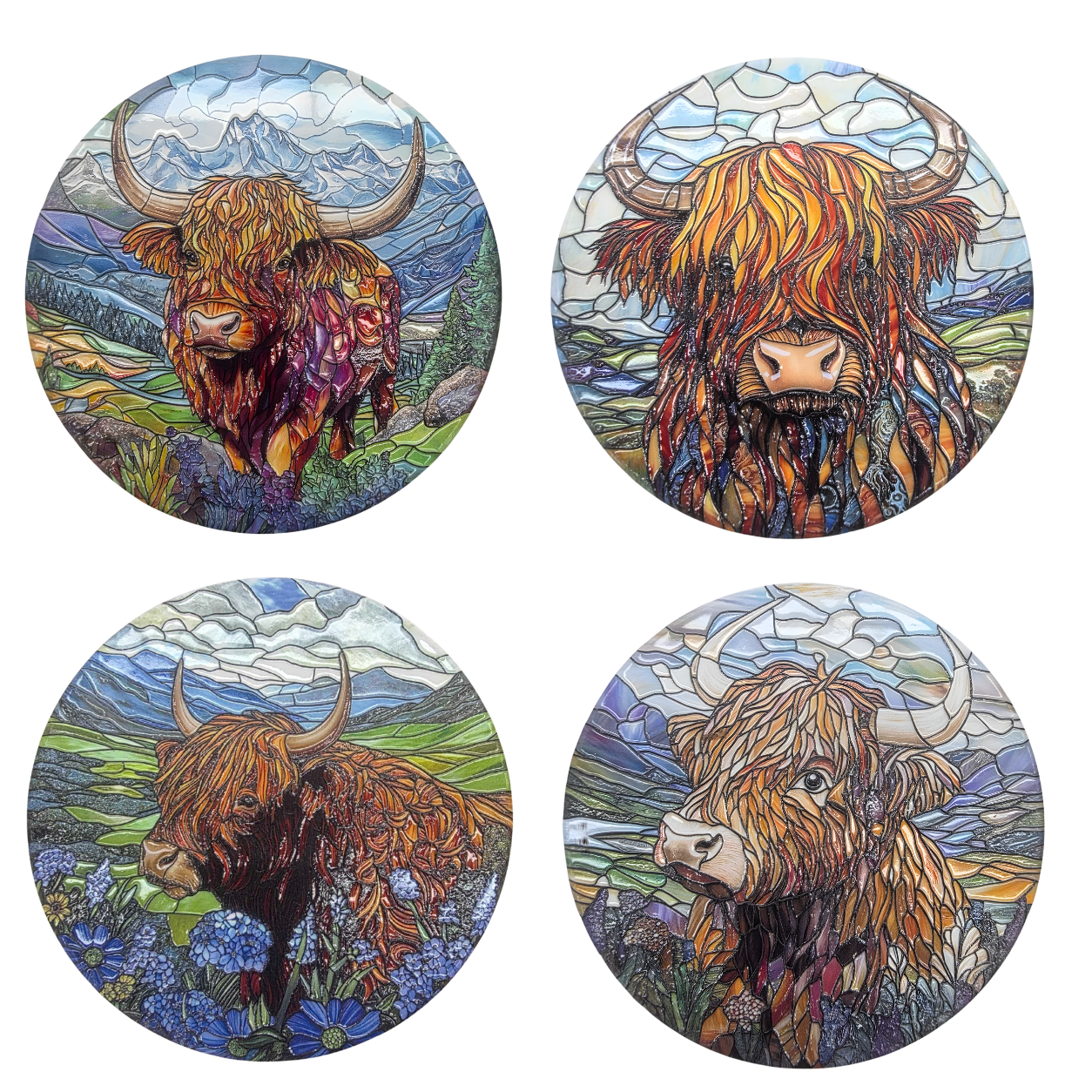 Highland Cow Mosaic Coasters Set of 4