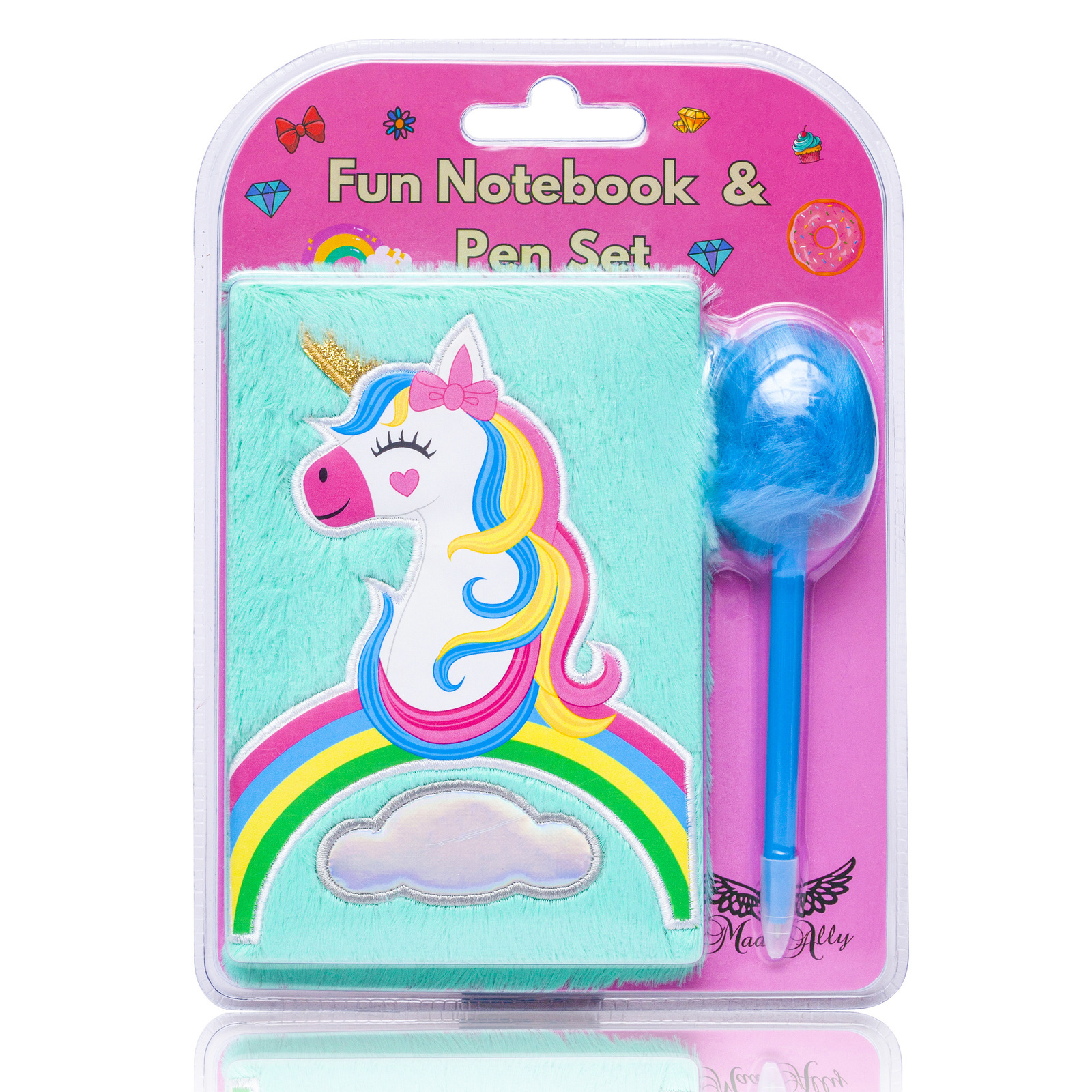 Mad Ally Fluffy Notebook - Rainbow Unicorn