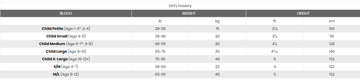 Energetiks Size Chart