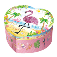 Mad Ally Heart Shaped Musical Jewelry Box Flamingo