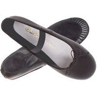 Black Leather Ballet Shoes with Split Sole