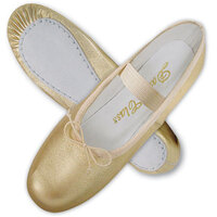 Gold Metallic Leather Ballet Shoes Full Sole Child 