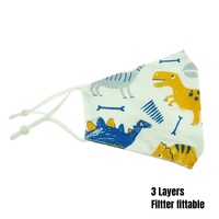 Kids Adjustable Reusable Face Mask; Dino