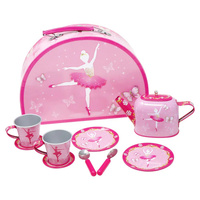 Pink Poppy Butterfly Ballet Tin Tea Set