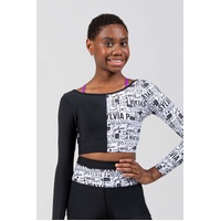 Sylvia P Two-Tone Cropped Long Sleeve Top