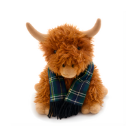 Mad Ally Hamish Highland Cow Green Scarf 42cm