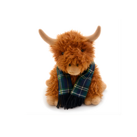 Mad Ally Hamish Highland Cow Keyring Green Scarf Tan 