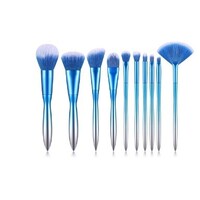 Make Up Brush 10 Piece - Metallic Blue Ombre