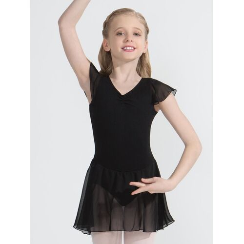 Capezio Flutter Sleeve Dress Child Intermediate; Black