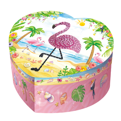 Mad Ally Heart Shaped Musical Jewelry Box Flamingo