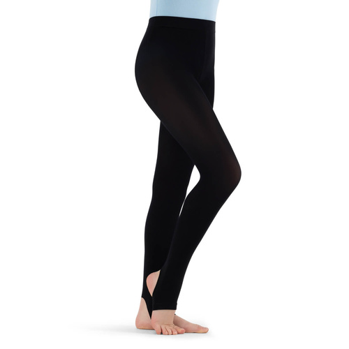 Capezio Ultra Soft Self Knit Waistband Stirrup Tights Adult Small/Medium; Black