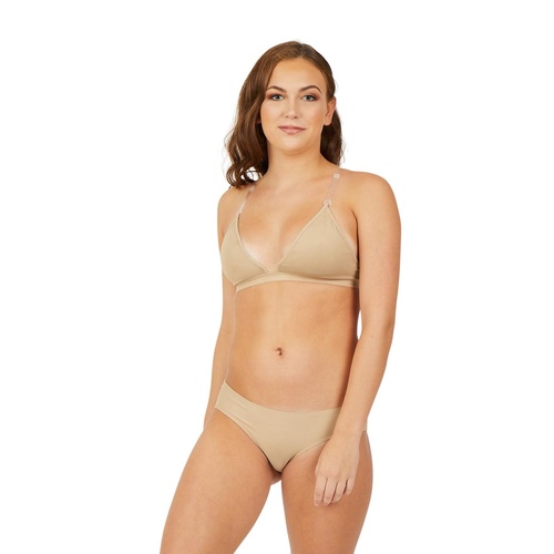 Capezio Deep Neck Clear Back Bra Child Large; Nude