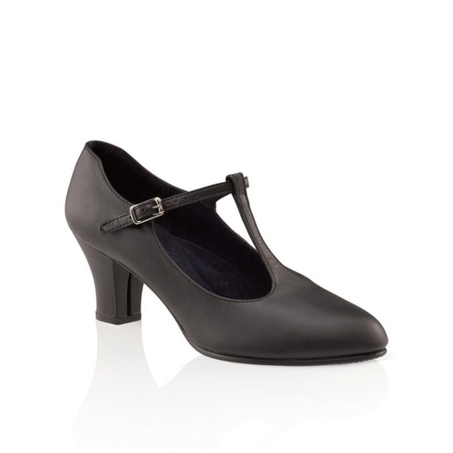 Capezio JR. Footlight T-strap Character Shoe Adult 10; Black