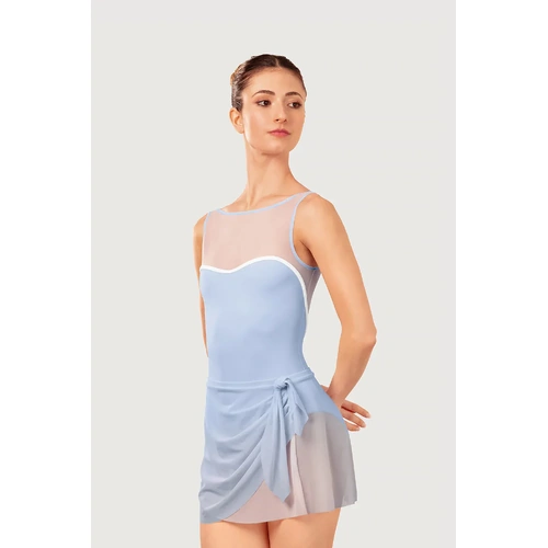 Bloch Aras Mock Tie Womens Mesh Skirt; Bluebird; Large