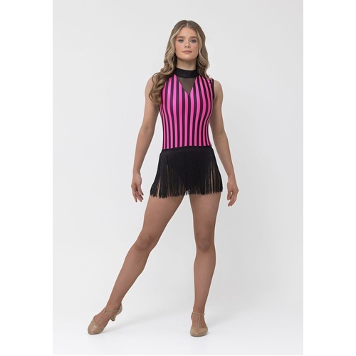 Studio 7 Melody Leotard Adult Large; Black/Hot Pink