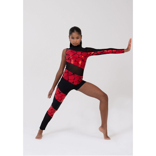 Studio 7 Frankie Unitard; Black/Red; Adult Large