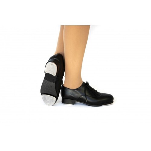Slick Dancewear Leather Lace Up Oxford Tap Shoe Adult 5.5; Black