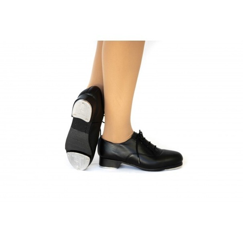 Slick Dancewear Leather Lace Up Oxford Tap Shoe Adult 7.5; Black