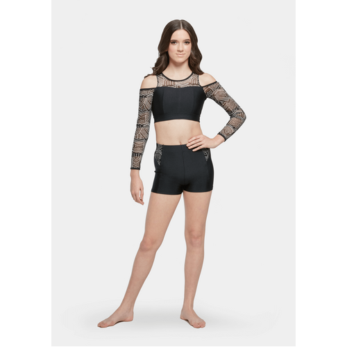 Studio 7 Aztec Crop Top Child Large; Black