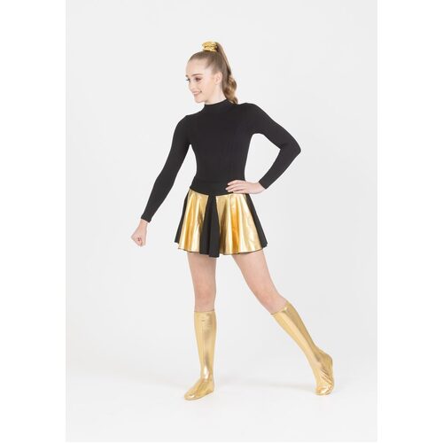 Studio 7 Metallic Cheer Skirt Child Large; Metallic Gold