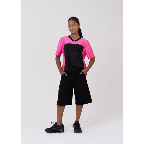 Studio 7 Jordan Team Top; Black/Hot Pink; Adult Large