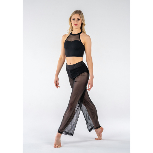 Studio 7 Mesh Performance Crop Top Child Large; Black