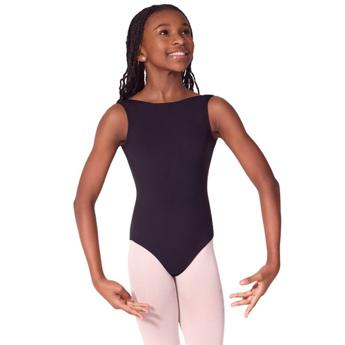 Capezio Soft Elegance Boatneck Leotard Tween; Child Intermediate; Black
