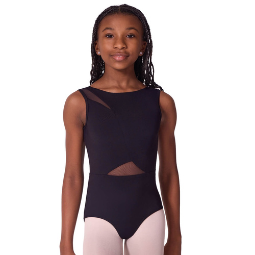 Capezio Soft Elegance Asymmetrical Boat Neck Leotard Tween; Child Intermediate; Black