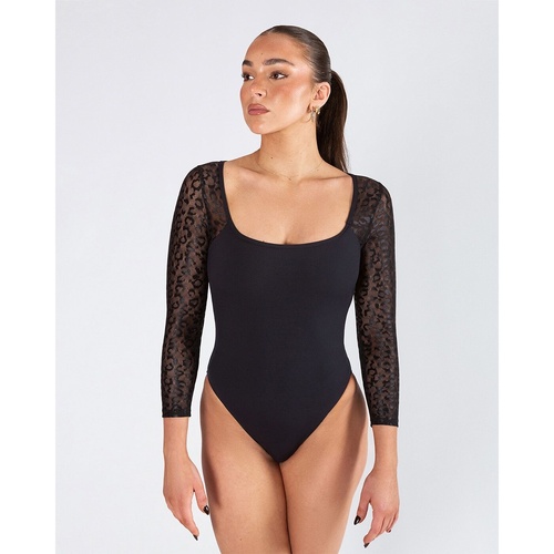 Rhea Leotard; Black; Adult Large