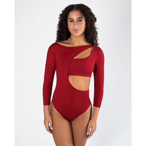 Energetiks Xenia 3/4 Sleeve Leotard; Adult Large; Crimson Red