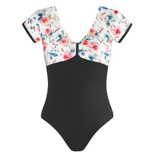 Energetiks Alexandra Cap Sleeve Leotard; Black; Adult Large