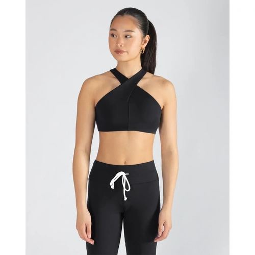 Energetiks Lara Cross Neck Crop Top; Black; Adult Large