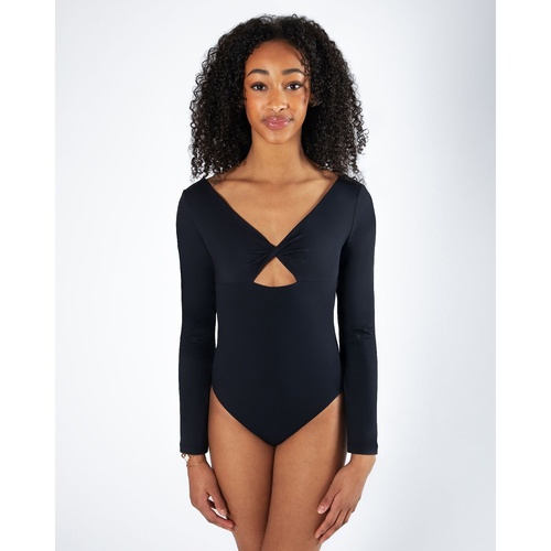 Energetiks Avery Long-Sleeve Leotard; Child Large; Black