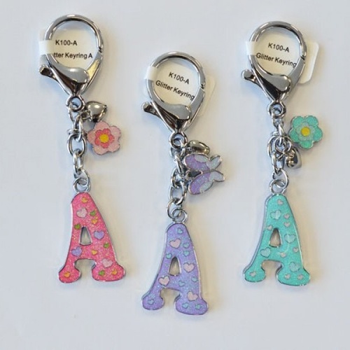 Glitter Keyring Letter A; Purple