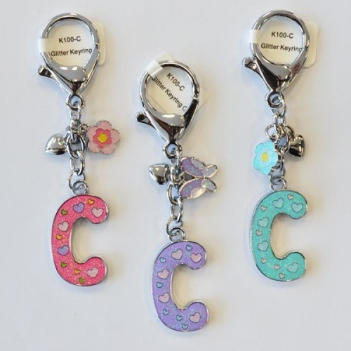 Glitter Keyring Letter C