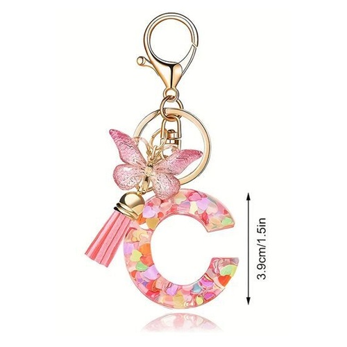 Butterfly Sparkle Keyring C; Pink