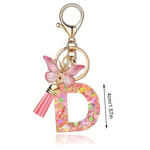 Butterfly Sparkle Keyring D; Pink