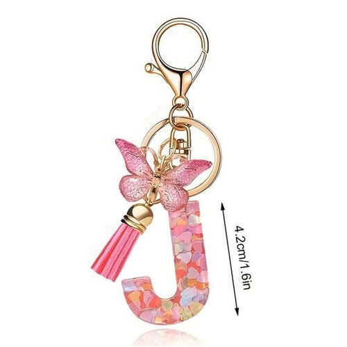 Butterfly Sparkle Keyring J; Pink