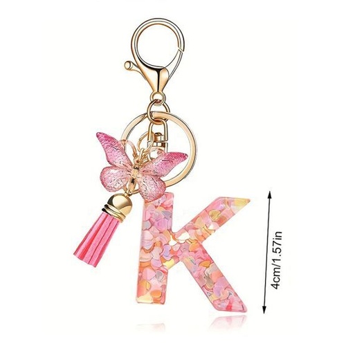 Butterfly Sparkle Keyring K; Pink