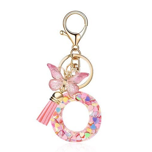 Butterfly Sparkle Keyring O; Pink