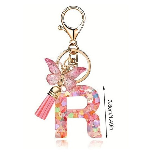 Butterfly Sparkle Keyring R; Pink
