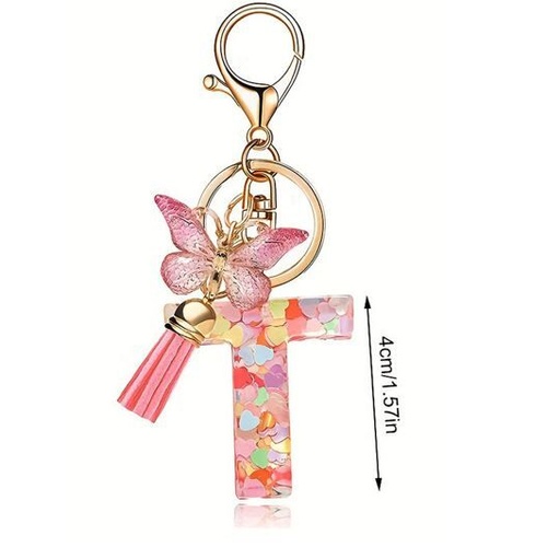 Butterfly Sparkle Keyring T; Pink