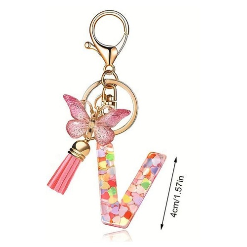 Butterfly Sparkle Keyring V; Pink