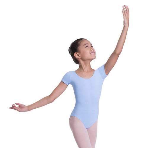 Bloch Overture Olisia Short Sleeve Girls Leotard Child Medium; Bluebird
