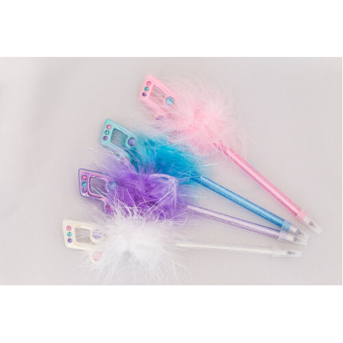 Mad Ally Music Note Fluffy Pen; Blue