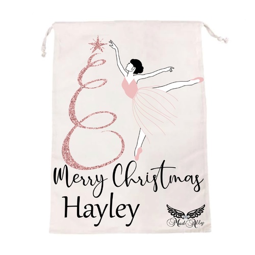 Mad Ally Santa Sack; Ballerina Personalised; Black