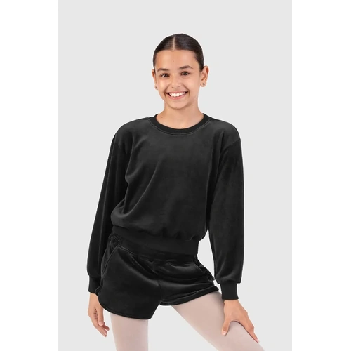 Bloch Lily Girls Velvet Crew Jumper; Black; Girls 10