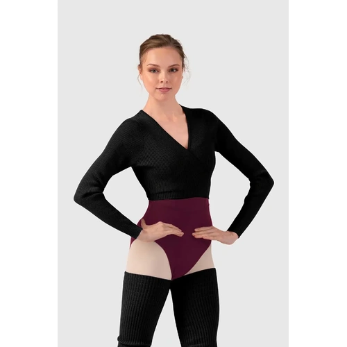 Bloch Celeste Knit Womens Long Sleeve Wrap Top; Black; Adult Large